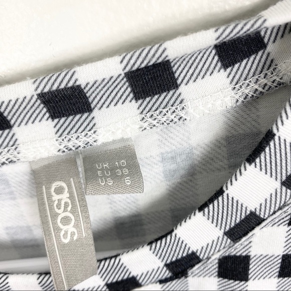 ASOS | Black and White Buffalo Plaid Peplum Top - Picture 5 of 6